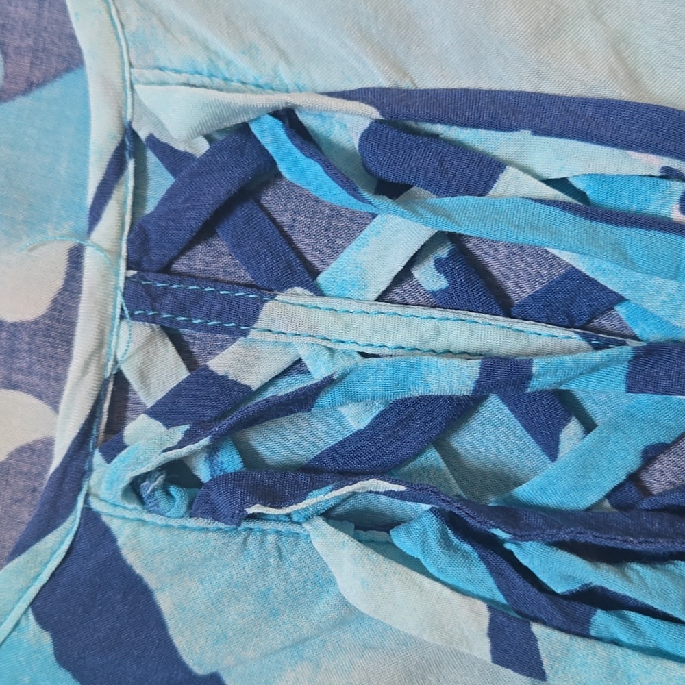 Lilly Pulitzer Stylish Lindamarie Caftan Sparkling Blue "Get Inky" Cover-Up - Picture 5 of 13